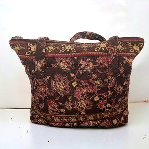 Tanya Lee Brown Quilted Brown Floral Print Multi-color Shoulder Bag